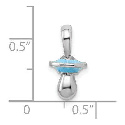 Sterling Silver 3D Blue Enamel Pacifier Pendant – view 4
