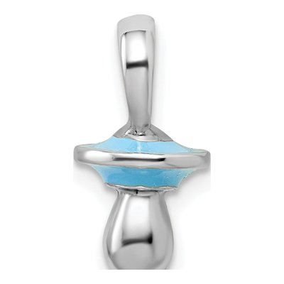 Sterling Silver 3D Blue Enamel Pacifier Pendant