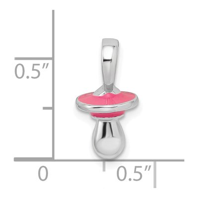 Sterling Silver 3D Pink Enamel Pacifier Pendant – view 4