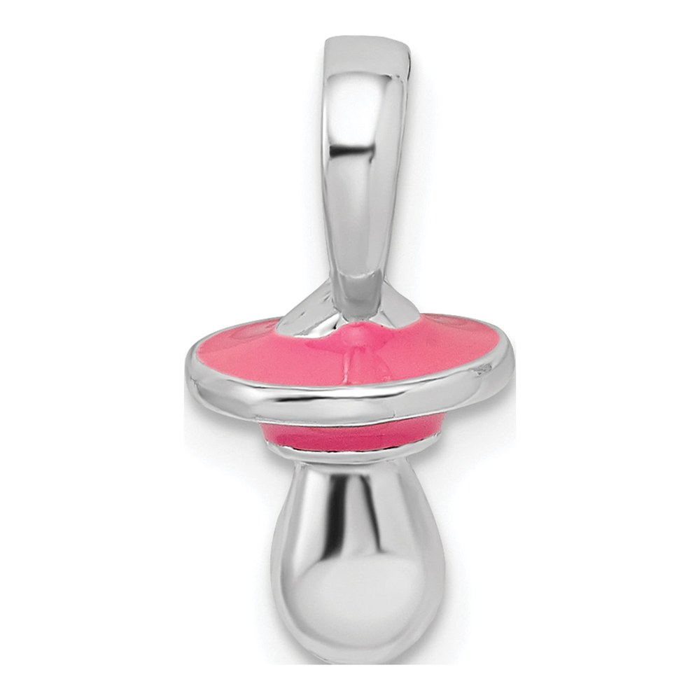 Sterling Silver 3D Pink Enamel Pacifier Pendant