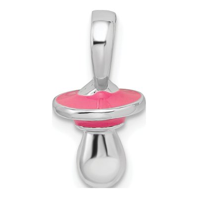 Sterling Silver 3D Pink Enamel Pacifier Pendant