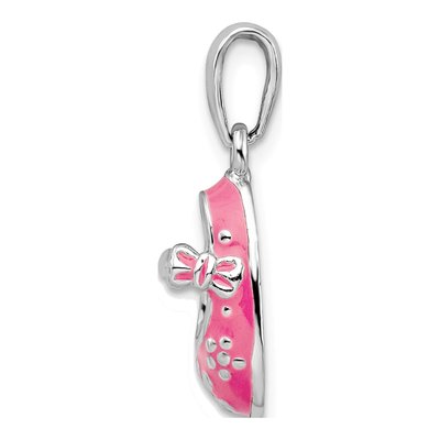 Sterling Silver Pink Enamel Baby Shoe Pendant – view 3