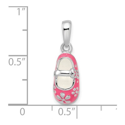 Sterling Silver Pink Enamel Baby Shoe Pendant – view 4