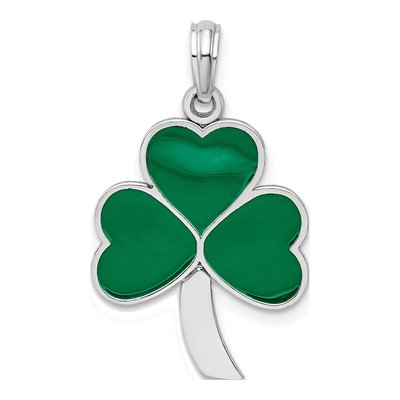 Sterling Silver Enameled Shamrock Pendant