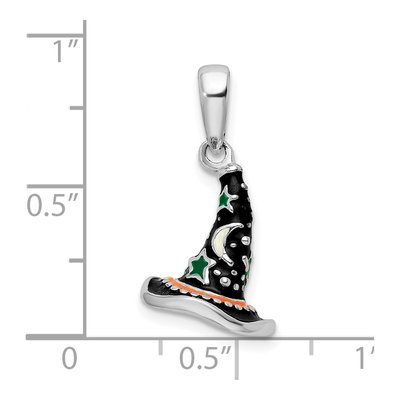 Sterling Silver 3D Enameled Witch Hat Pendant – view 4