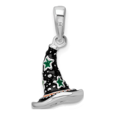 Sterling Silver 3D Enameled Witch Hat Pendant – view 5