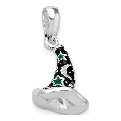 Sterling Silver 3D Enameled Witch Hat Pendant – view 6