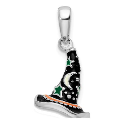 Sterling Silver 3D Enameled Witch Hat Pendant