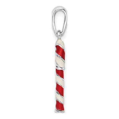 Sterling Silver 3D Enamel Candy Cane Pendant – view 3