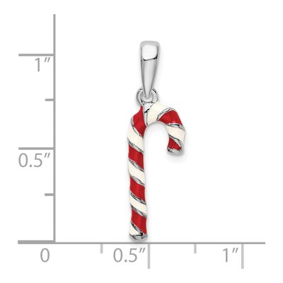 Sterling Silver 3D Enamel Candy Cane Pendant – view 4