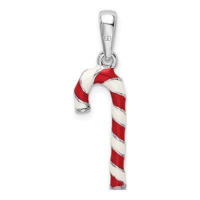 Sterling Silver 3D Enamel Candy Cane Pendant – view 5