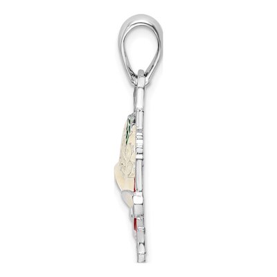 Sterling Silver Enameled Bells Holly Pendant – view 3