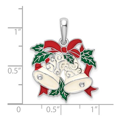 Sterling Silver Enameled Bells Holly Pendant – view 4