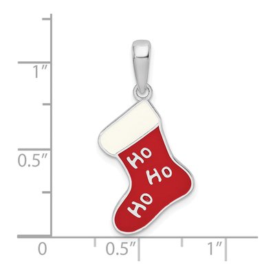 Sterling Silver Enameled HO Stocking Pendant – view 4
