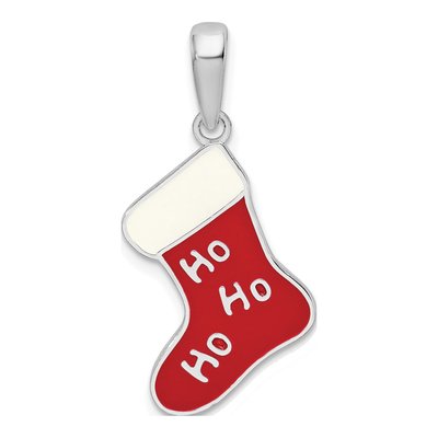 Sterling Silver Enameled HO Stocking Pendant