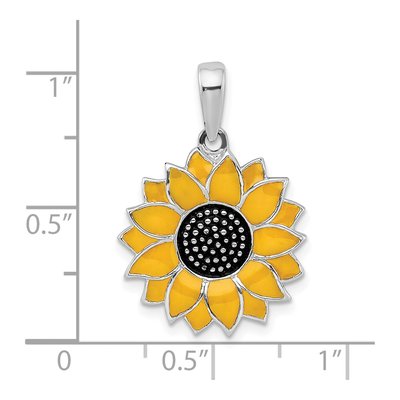 Sterling Silver Enameled Sunflower Pendant – view 4