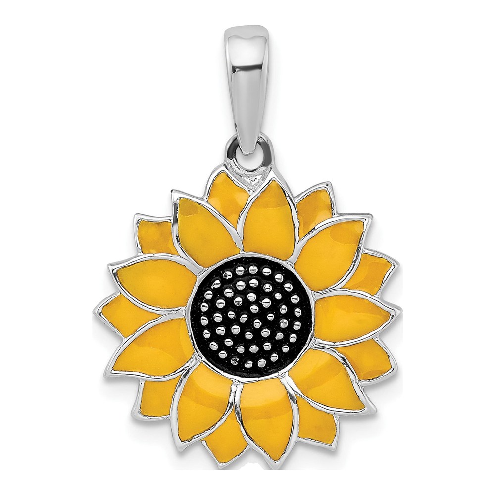 Sterling Silver Enameled Sunflower Pendant