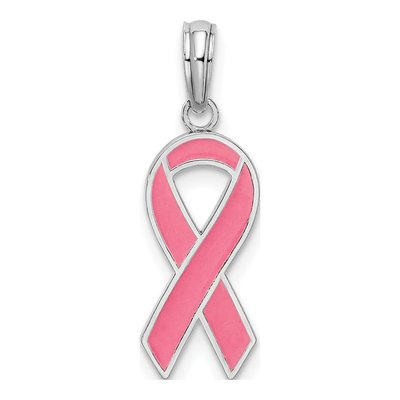 Sterling Silver Pink Ribbon Pendant