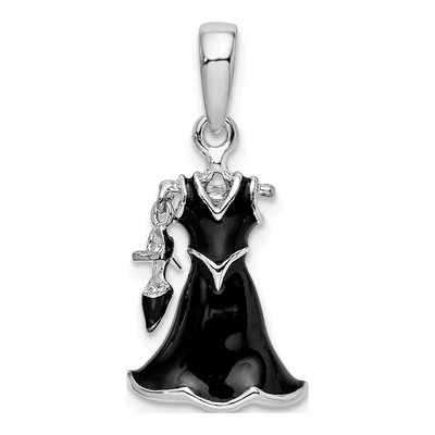 Sterling Silver Black Dress Shoe Pendant