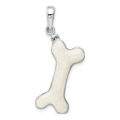 Sterling Silver 3D Enamel Dog Bone Pendant – view 4
