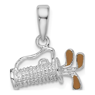 Sterling Silver 3D Enameled Golf Bag Pendant