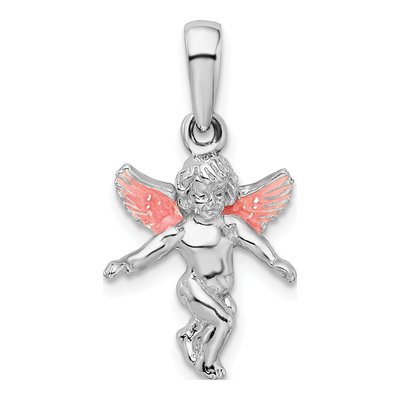 Sterling Silver 3D Enameled Angel Pendant