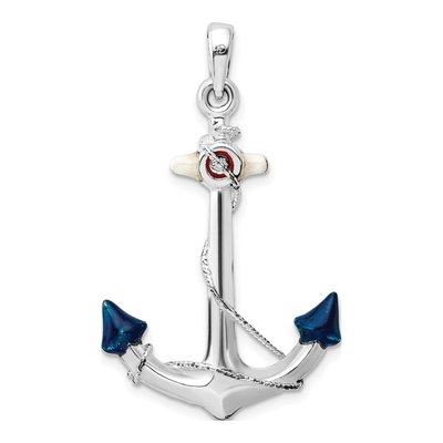 Sterling Silver 3D Enameled Anchor Pendant – view 5