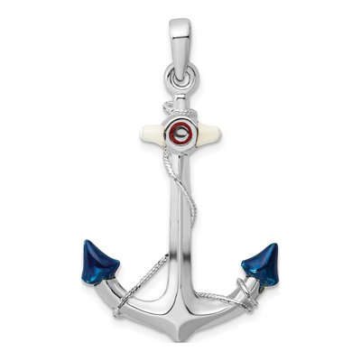 Sterling Silver 3D Enameled Anchor Pendant