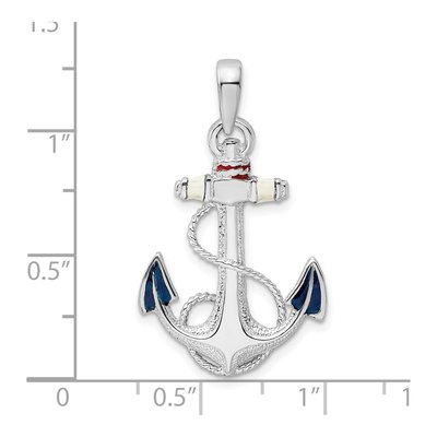 Sterling Silver Enamel Anchor Rope Pendant – view 4
