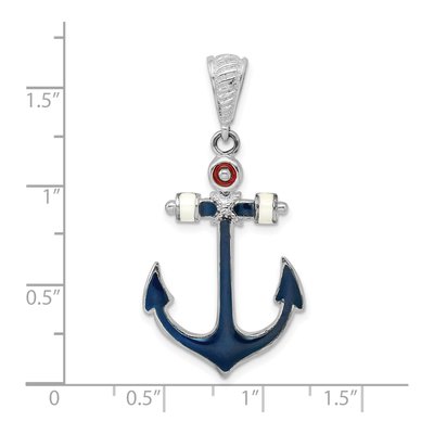 Sterling Silver Enameled Anchor Pendant – view 4