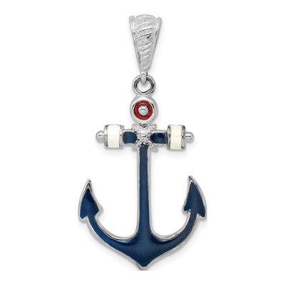 Sterling Silver Enameled Anchor Pendant