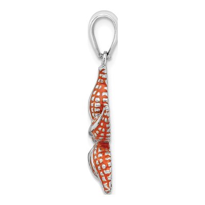 Sterling Silver Orange Enamel Starfish Pendant – view 3