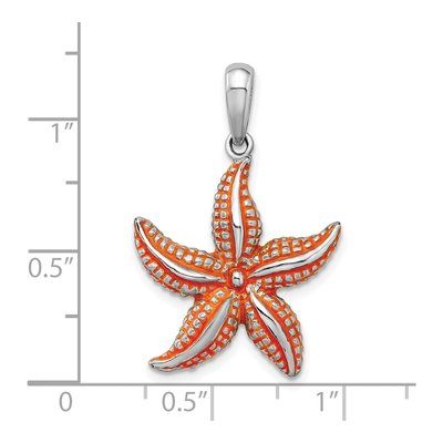 Sterling Silver Orange Enamel Starfish Pendant – view 4