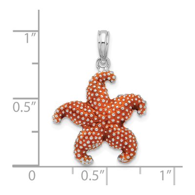Sterling Silver Enameled Orange Starfish Pendant – view 4