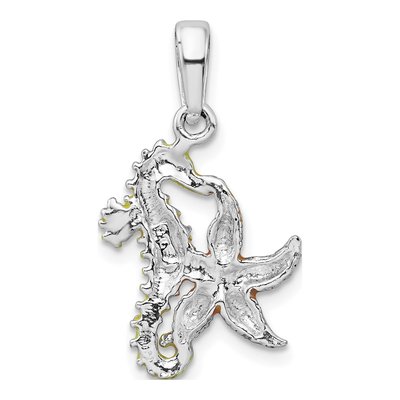 Sterling Silver Enameled Starfish Seahorse Pendant – view 4