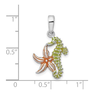 Sterling Silver Enameled Starfish Seahorse Pendant – view 5