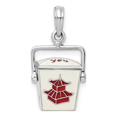 Sterling Silver 3D Chinese Takeout Pendant