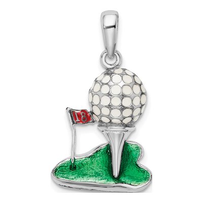 Sterling Silver Golf Ball Tee Pendant