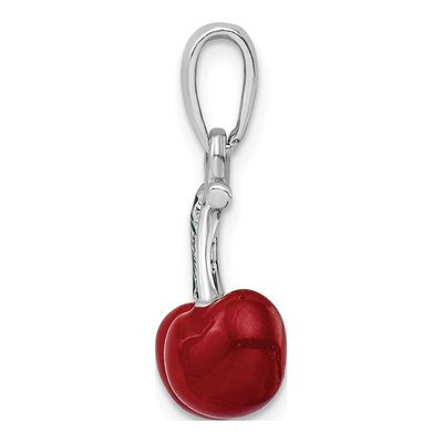 Sterling Silver 3D Enameled Cherries Pendant – view 3