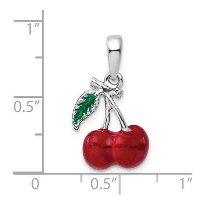Sterling Silver 3D Enameled Cherries Pendant – view 4