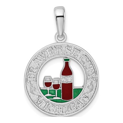 Sterling Silver Traverse City Wine Pendant
