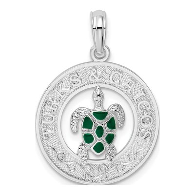 Sterling Silver Turks Caicos Turtle Pendant
