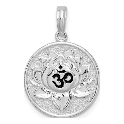 Sterling Silver Reversible Ohm Lotus Pendant – view 4