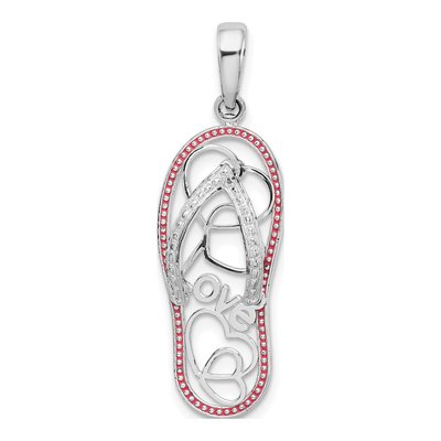 Sterling Silver Enameled LOVE Flip-Flop Pendant