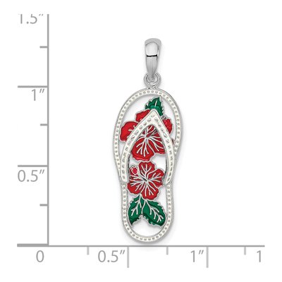 Sterling Silver Enamel Hibiscus Flip-Flop Pendant – view 4
