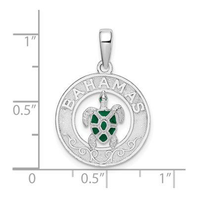 Sterling Silver Bahamas Turtle Circle Pendant – view 4