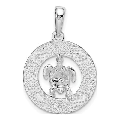 Sterling Silver Bahamas Turtle Circle Pendant – view 5
