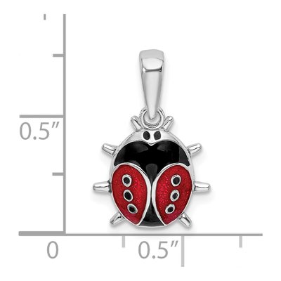 Sterling Silver 3D Enameled Ladybug Pendant – view 4