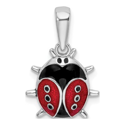 Sterling Silver 3D Enameled Ladybug Pendant