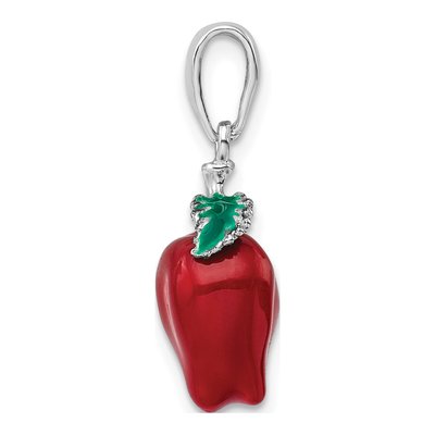 Sterling Silver Enameled 3D Apple Pendant – view 3